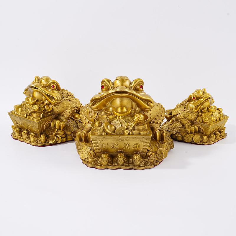 Ornement Grenouille Dorée en Laiton pour la Richesse et la Prospérité, Cadeau pour Ouverture de Magasin, Objet Décoratif pour Salon et Bureau, Artisanat