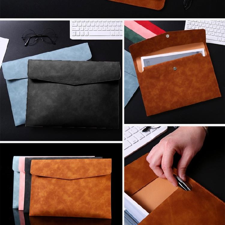 Business Folder Water Resistant Leather Document Organiser Carrying Case Magnetic Button Closure 330x240cm for Office
