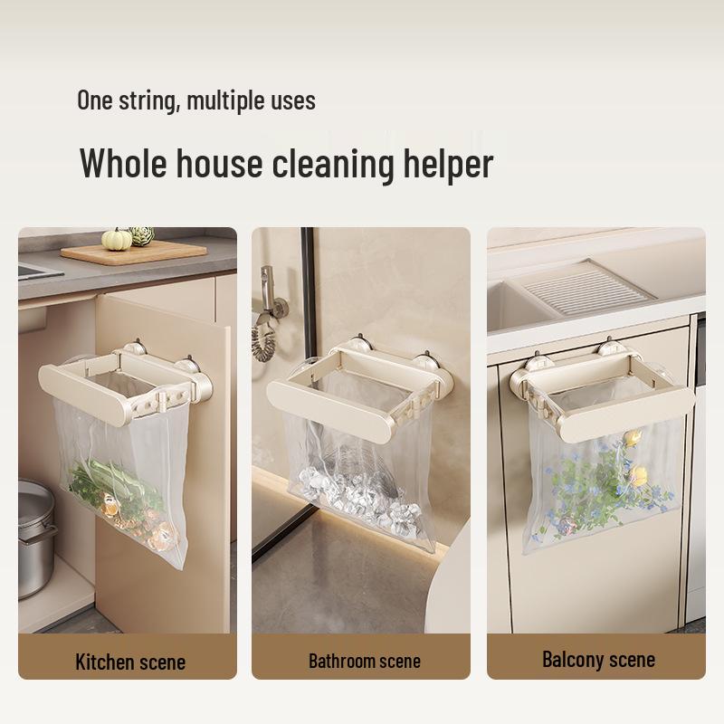 Meirui De Wall-Mount Kitchen & Bathroom Trash Can with Suction Cup and Hanging Rack