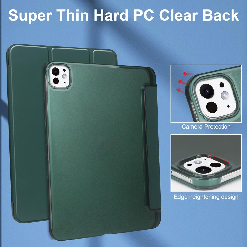 For iPad Pro 11 (2024) Case Stand PU Leather+PC Matte Back Tablet Case