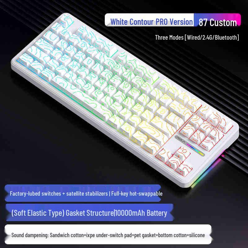 Wolfspider F87Pro Wireless Mechanical Gaming Keyboard - Customizable, Three-Mode, Bluetooth, Gasket Structure, Hot-Swappable.