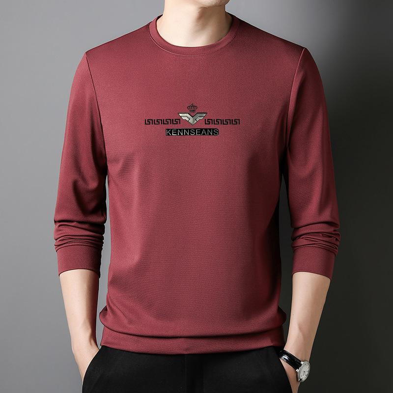 Autumn New Long-Sleeved T-shirt Men's Round Neck Bottoming Shirt Solid Color Trendy Brand Small Shirt Korean Style Fashion Versatile Top
