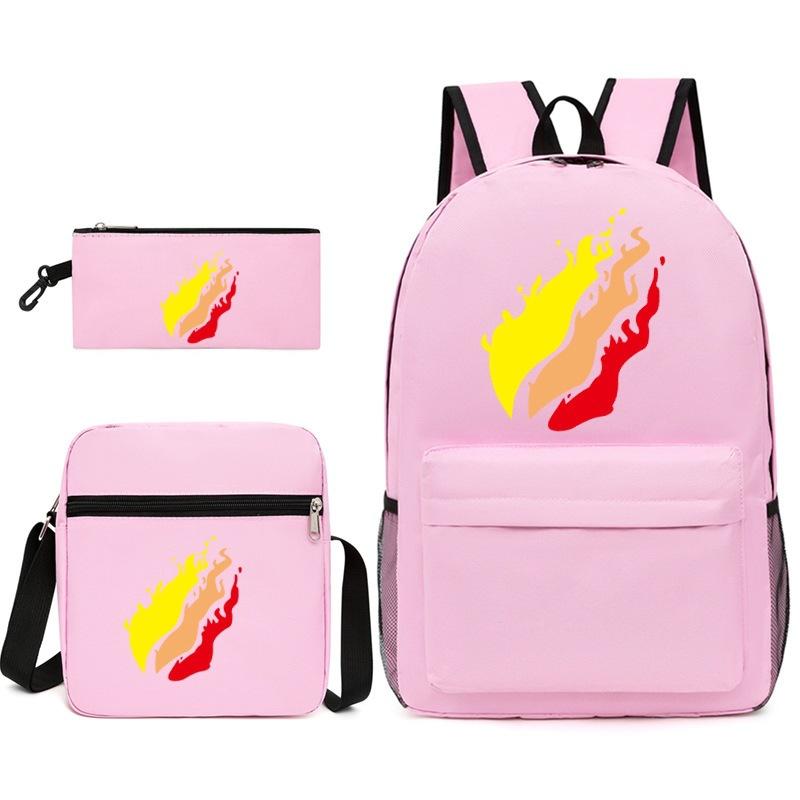 Large Capacity Schoolbag with Shoulder Strap; Student Three-piece Pencil Case Set
