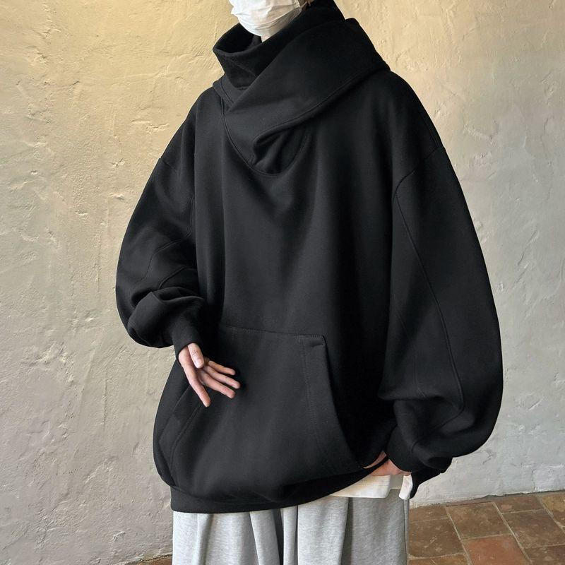 Sudaderas con capucha de cuello alto ninja de color sólido para otoño para hombre Y2K vintage sudaderas de forro polar hip hop streetwear japonés sudadera con capucha oversize
