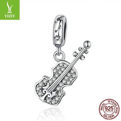 Bracelets et Colliers de Mode Européenne et Américaine avec Perles, Pendentif Violon en Argent Sterling 925, Accessoires de Bijouterie