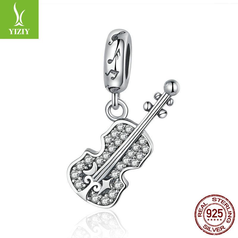 

Европейская и американская мода, браслеты из бусин, ожерелья, подвеска в виде скрипки из стерлингового серебра 925 пробы, ювелирные аксессуары Silver