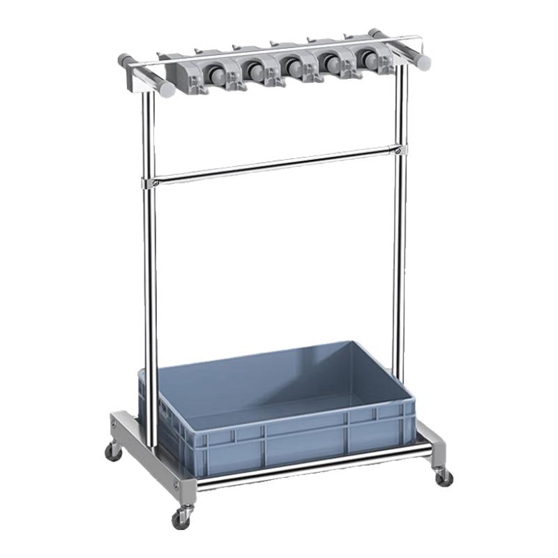 Wuxingdun Stainless Steel Floor-Standing Mop and Broom Holder with Basin 67cm подлокотника/двухрядный