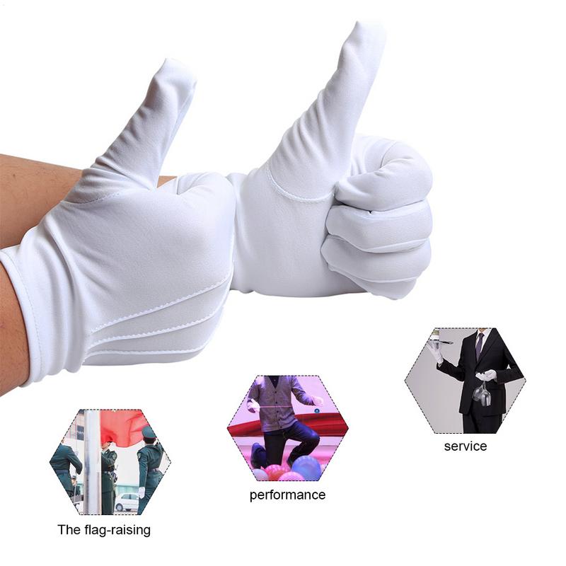 1 Pair White Formal Gloves Elegant Full Finger Tuxedo Guard Parade Santa Men Inspection Driving Mittens Women Non-Slip Gloves