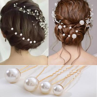 Hairstyle Design Tools Accessories Headwear Pearl Hair Stick Pearl Hair Pins U Shape Hair Clip