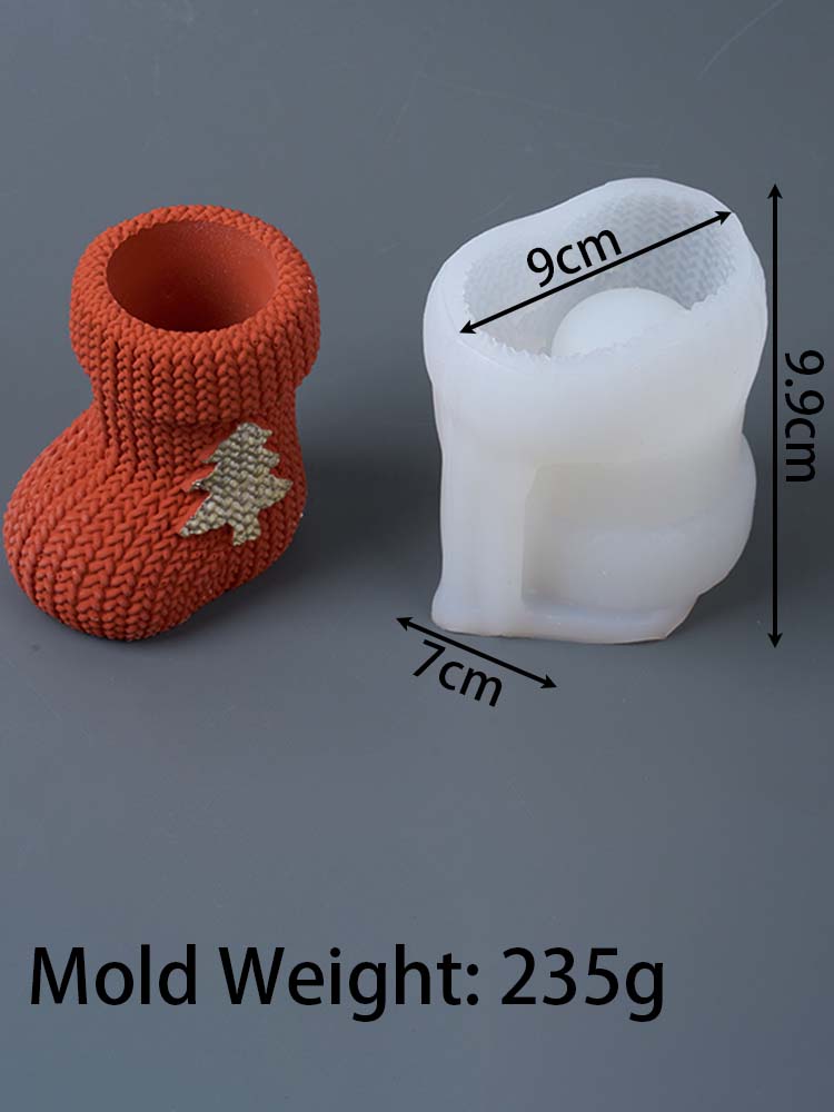 Knitted Stocking Candle Jar Silicone Mold DIY Christmas Tree Stocking Ornament Making Plaster Resin Flowerpot Molds Craft Gifts