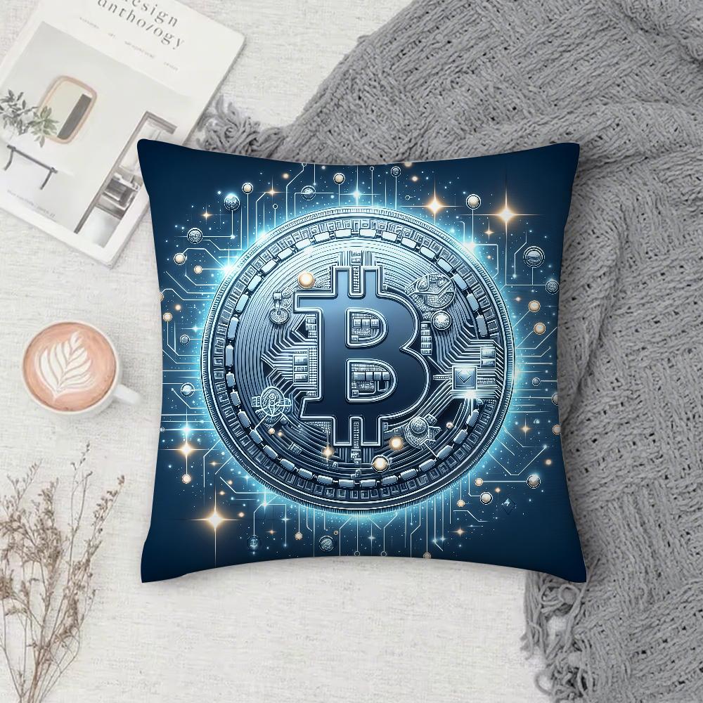 Bitcoin Pillow Case Square DoubleSided Printing Sofa Cushion Cover Pillowcase Bedroom Bedside