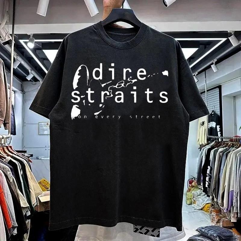 90s Dire Strait band Retro style Black Short Sleeve T shirt Unisex T-Shirt L