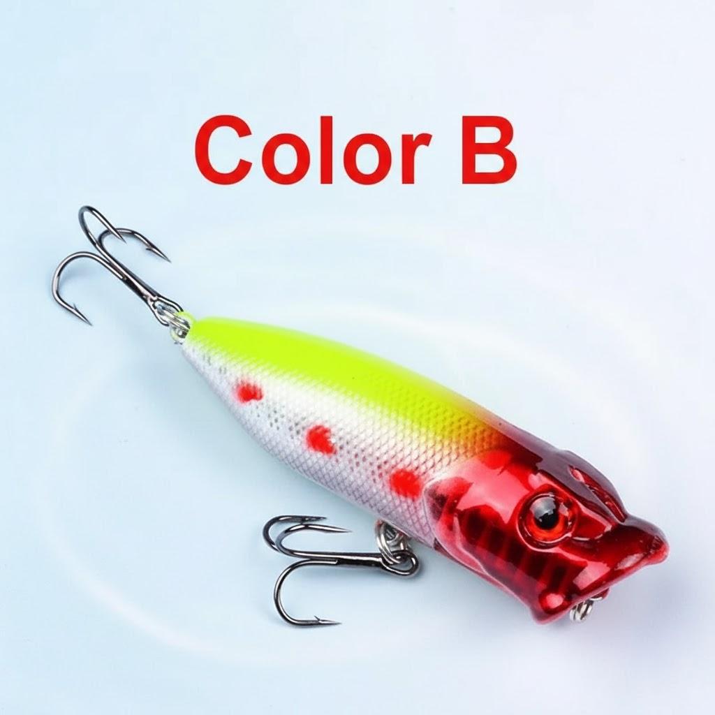 

Fishing Lures 7.3cm 11g Topwater Popper Bait Hard Artificial Wobblers Plastic Tackle with 6 Hooks