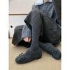 4CM Inner Height Increase~ Mary Jane Mao Mao Shoes Wear Gray Single Shoes In Winter, Thick-soled Velvet Cotton Shoes