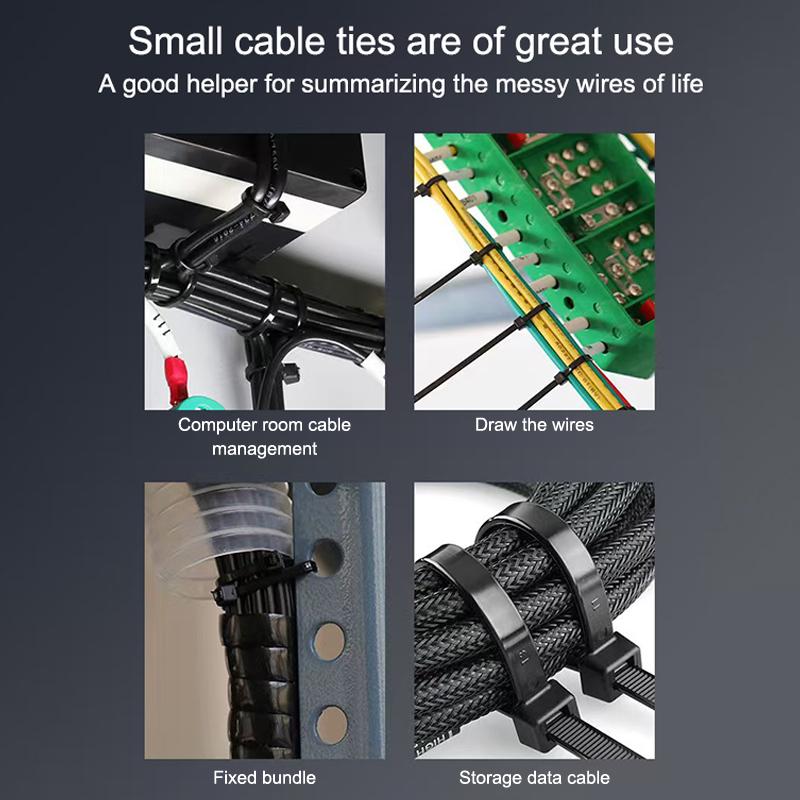 Manage Cables with 100/500Pcs Nylon Adjustable Zip Ties, Self-Locking Cord Straps for Home Office Use
