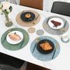 Wind-carved round leather placemat, anti-scalding and heat-insulating mat, waterproof and oil-proof plate mat, tableware mat, coaster