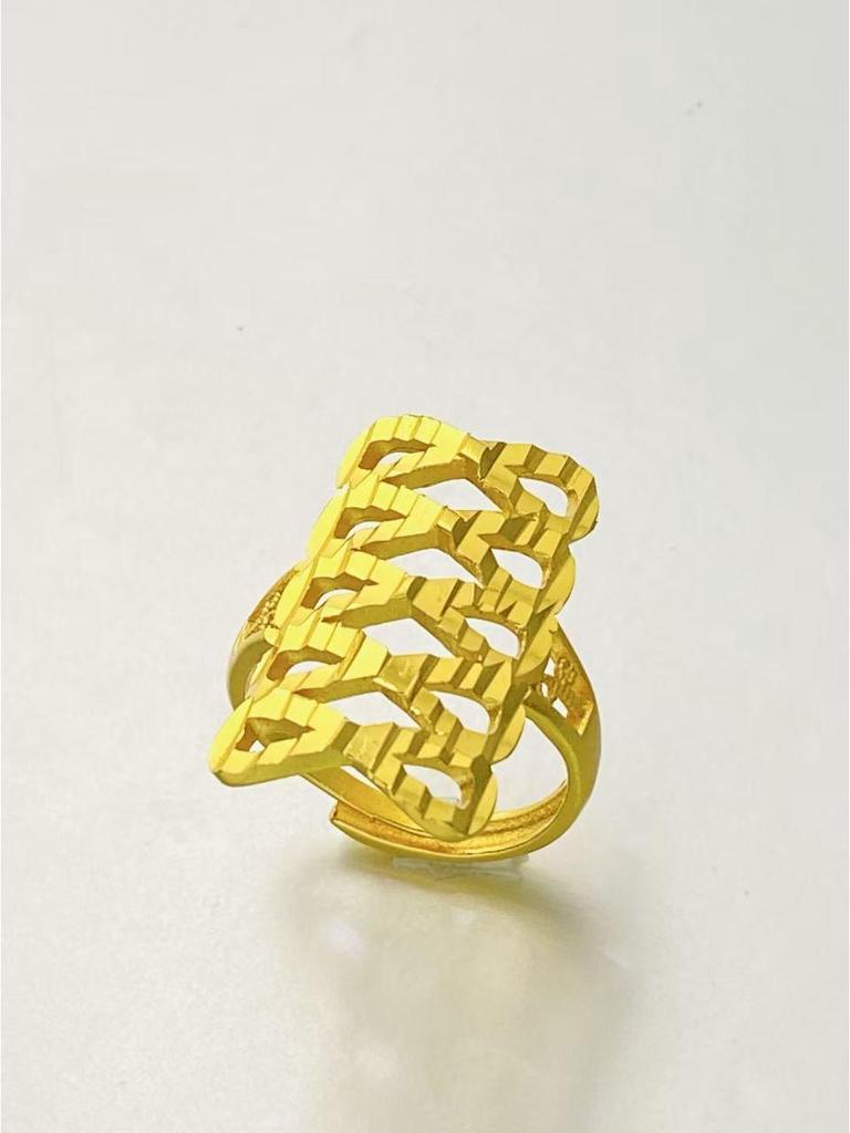 24K Gold Plated Adjustable Brass Ring - Personalized High-End Design