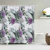 Waterproof Fabric Shower Curtain Colorful Flowers Pattern Printed  Shower Curtains With 12 Hooks Multi-size Bath Screen