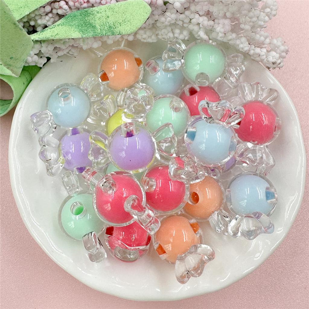 20pcs 11.5*21.3mm Acrylic Transparent Candy Loose Beads DIY Hair Rope Bracelet Jewelry Accessories