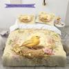 Bird's Nest with Flower Wreath  Pattern Bedding Quilt Set  Home Decoration  Gift (1 * duvet cover + 2 * pillowcase, without core)