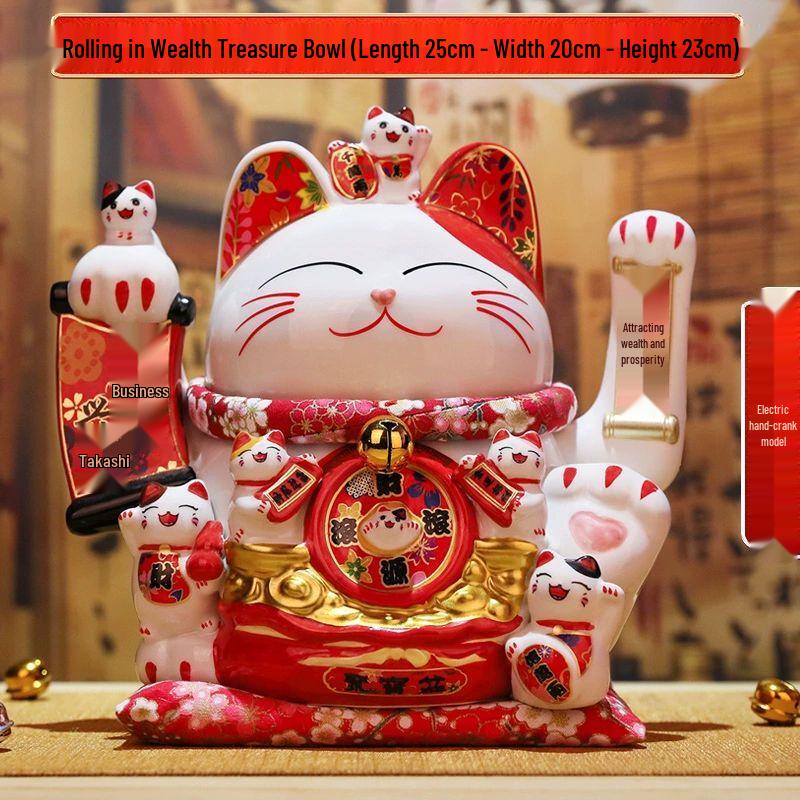Lucky Cat Ceramic Waving Hand Ornament