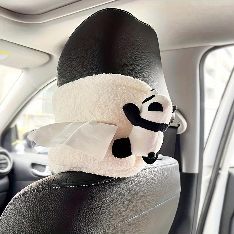 Car Tissue Boxes Panda Bow Plush Accessories Backseat Hanging Tissue Bag Box Holder Hanger Cover Auto Toys Interior Decoration