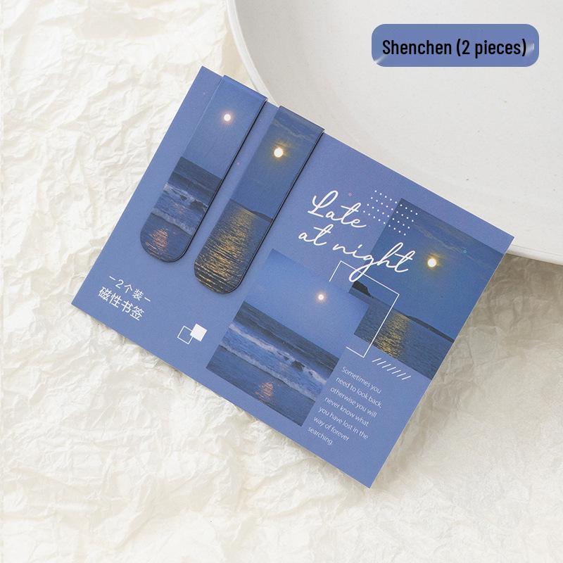 Marque-pages Magnétiques Série Fantaisie Matinale: 6 Motifs de Nuages Scéniques Simples