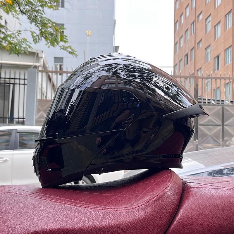 Electric vehicle helmet men's and women's face-opening helmet summer double mirror tail semi-full cover type personalized four-season Bluetooth couple