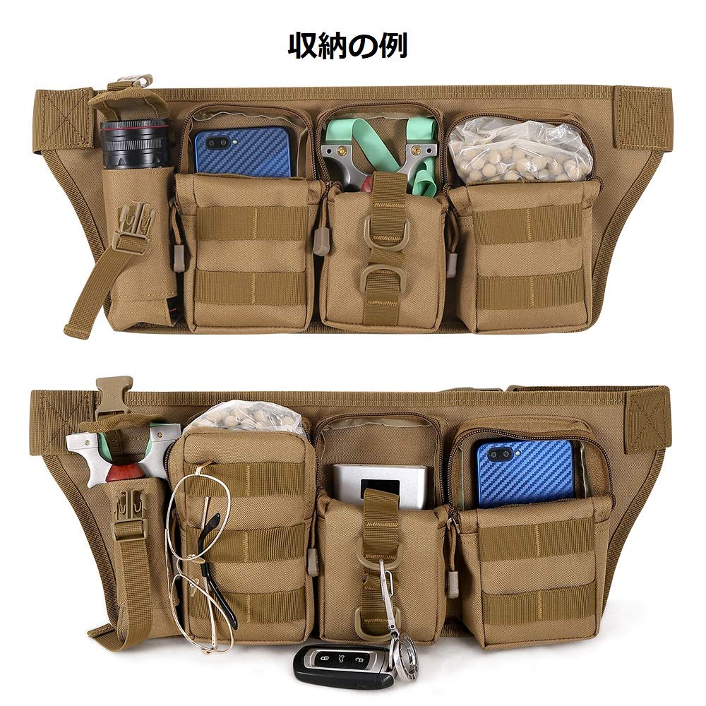 PHOENIX IKKI Small Item Storage Camouflage Utility Outdoor Tactical Military Crossbody Waist Bag Waist Pouch Work Belt Tactical Belt Brown