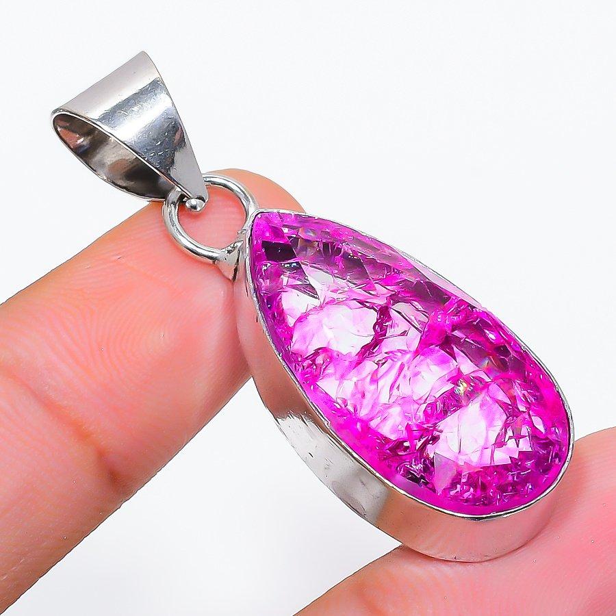 

Подарочный кулон из стерлингового серебра 925 пробы с натуральным треснутым хрусталем 1,85 дюйма U4C86