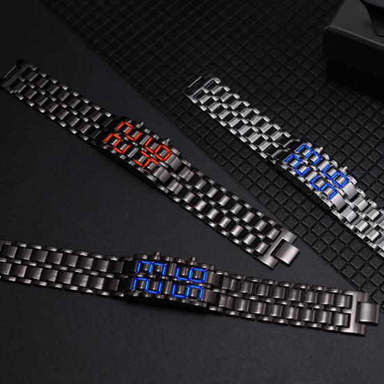 Men Digital Watch Large Screen Electroplated High Accuracy Decorative Cool Style Individual Stainless Comfortable Strap Lighweight Men Wristband