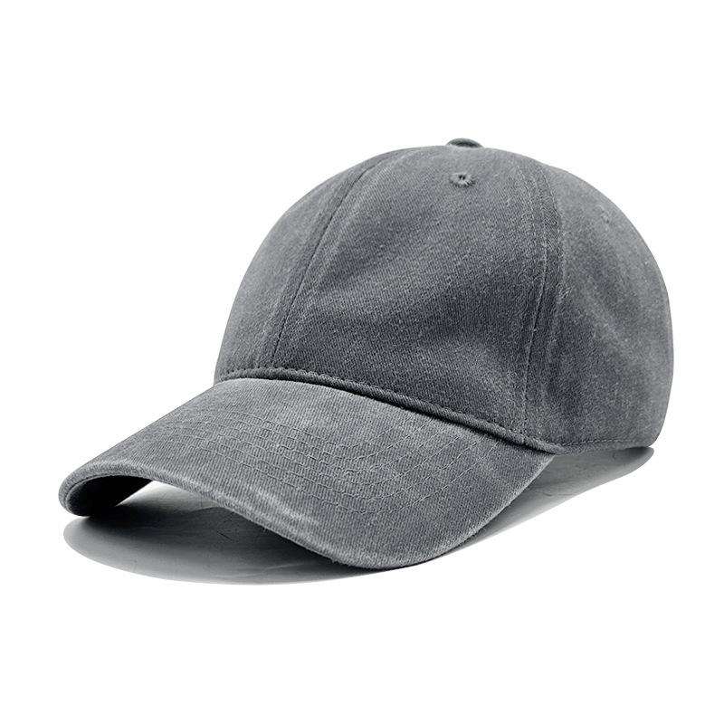 Unisex Washed Cotton Denim Baseball Cap - Distressed Plain Solid Color, Soft Sunshade Hat