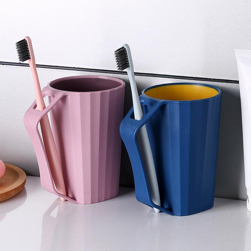 Household Bathroom Washing Cup Durable Tooth Brushing Cups Simple Toothbrush Cup With Handle Bathroom Accessories