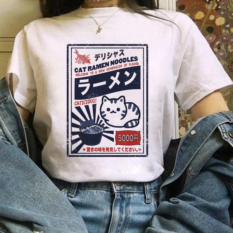 Verão Gola Redonda Estampado Top Moda Casual Bonito Manga Curta Camisetas Femininas de Algodão Puro