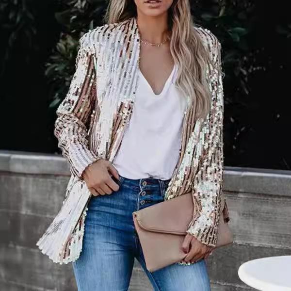 GMXIA Damen Vintage Casual Solid Color Print Frühling Herbst Langarm Polokragen Jacken & Mäntel