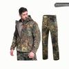 Alpha Green Tactical Sharkskin Waterproof Ski Suit: Camouflage Soft Shell Pants & Warm Fleece Set