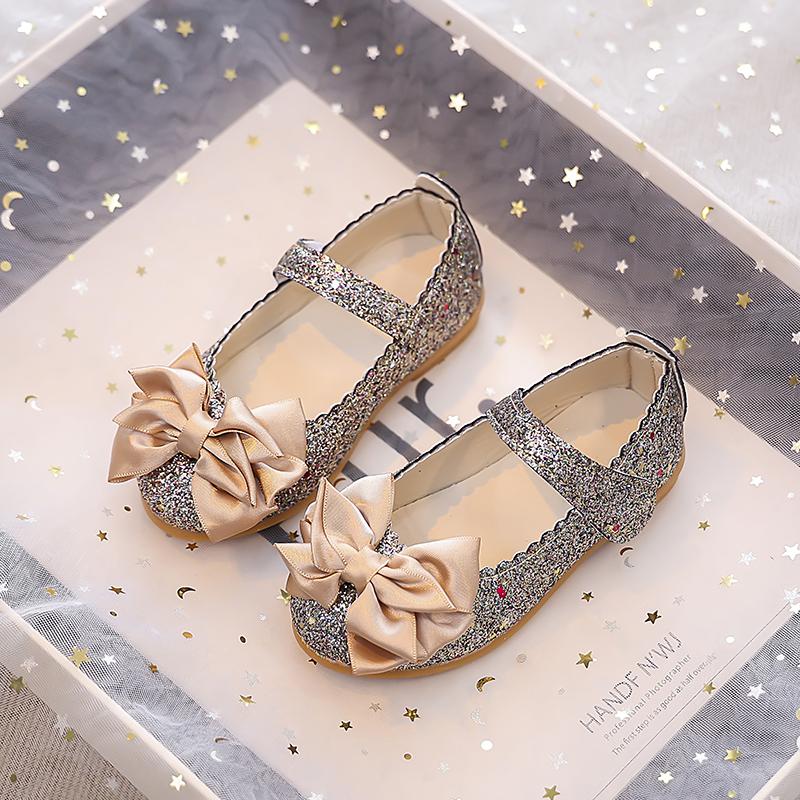 

Girls Flats Leather Shoes Big Bows Children Dance Performance Shoes Glitter Spring Autumn Kids Dress Shoes MaryJane Soft 24