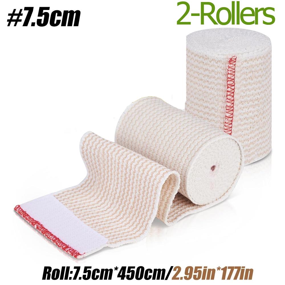 2Rolls Premium Elastic Bandage Wrap,Cotton Latex Free Compression Bandage Wrap With Self-Closure, Support & First Aid For Sports