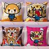 Cartoon Aggretsuko Kissenbezug Plüschstoff Weich Beidseitig bedruckt Sofa Warm Winter Zuhause Kind Geschenk Kissenbezug