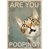 Animals Cat Dog Are You Pooping Funny Bathroom Sign Poster Print Canvas Painting Wall Art Picture for Toilet Home Bathroom Decor