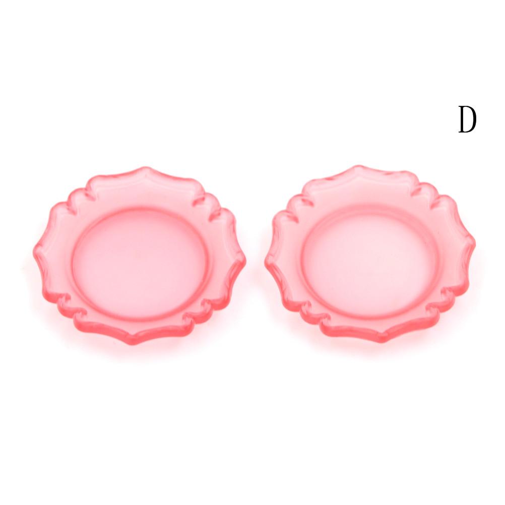2/4Pcs 1:12 Dollhouse Miniature Ceramic Plate Dessert Lace Dish Tableware Kitchen Accessories Decor Kids Pretend Play Toy