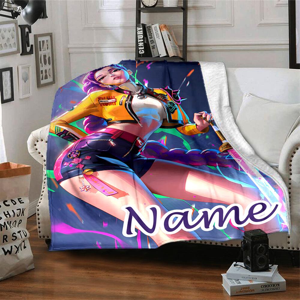 Customizable KPop Demon Hunters20 Throw Blanket – Personalized Name, All-Season Cozy Snug Blanket, Machine Washable, Personalized Blanket