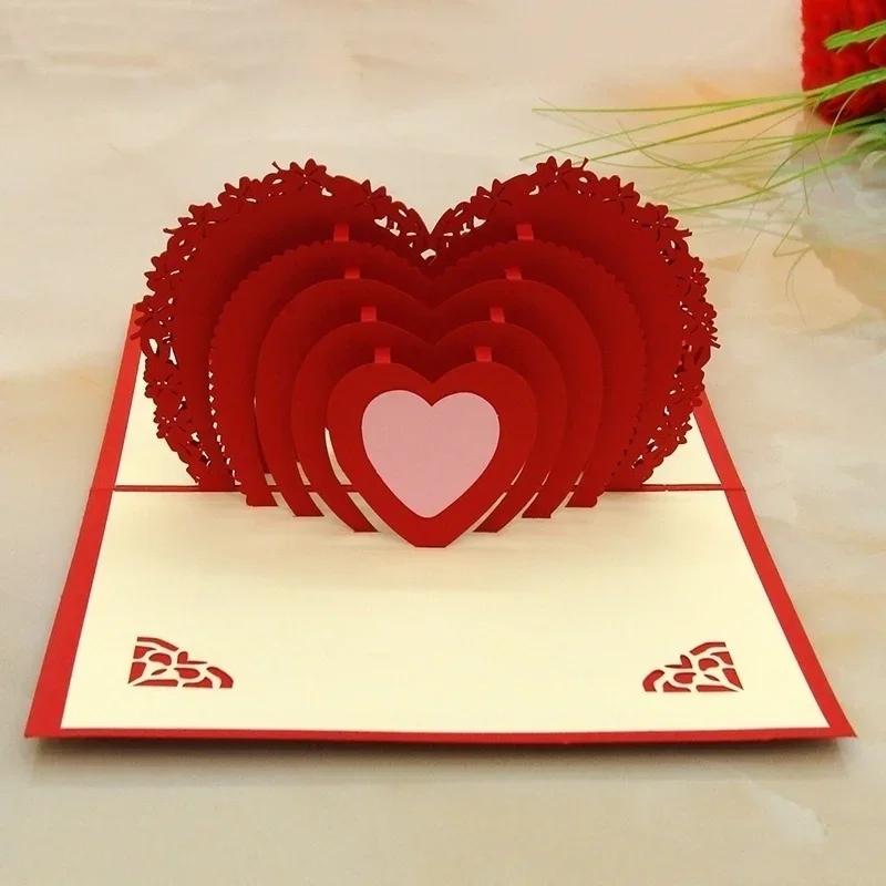 Ny 3D Tredimensionell Handgjord Pop-up Jul Bröllop Födelsedagsinbjudan Inbjudningskort Hälsningskort Gåva (Färg: Netto)