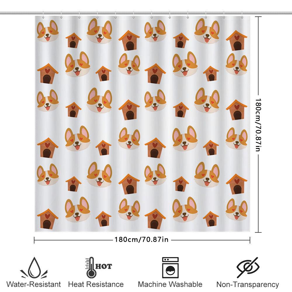 New Arrival Bathroom Shower Curtain Waterproof Pet Dog House Print Decorative Modern Home Decoration Plastic Rod Pocket White
