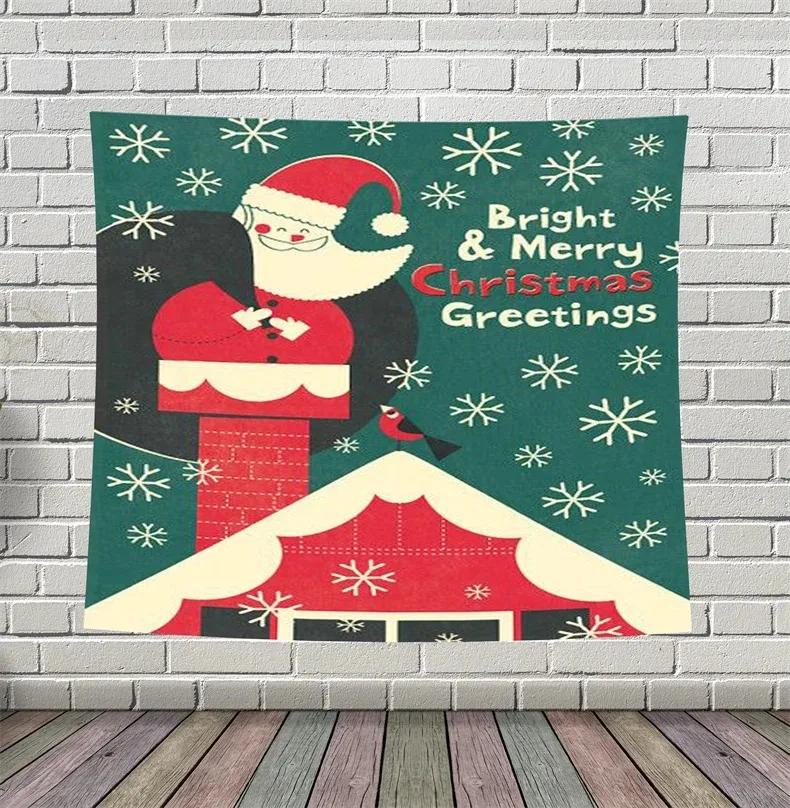 Christmas Pattern Tapestry Home Bedroom Living Room Wall Decoration Santa Claus