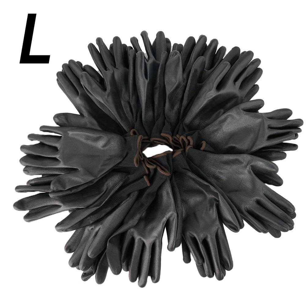 Work Gloves PU Coated Knit Cuffs Flexible Safety Hand Protect Antiskid