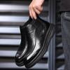 Martin boots men's British style leather medium help velvet warm men's new youth fashion Chelsea casual short boots