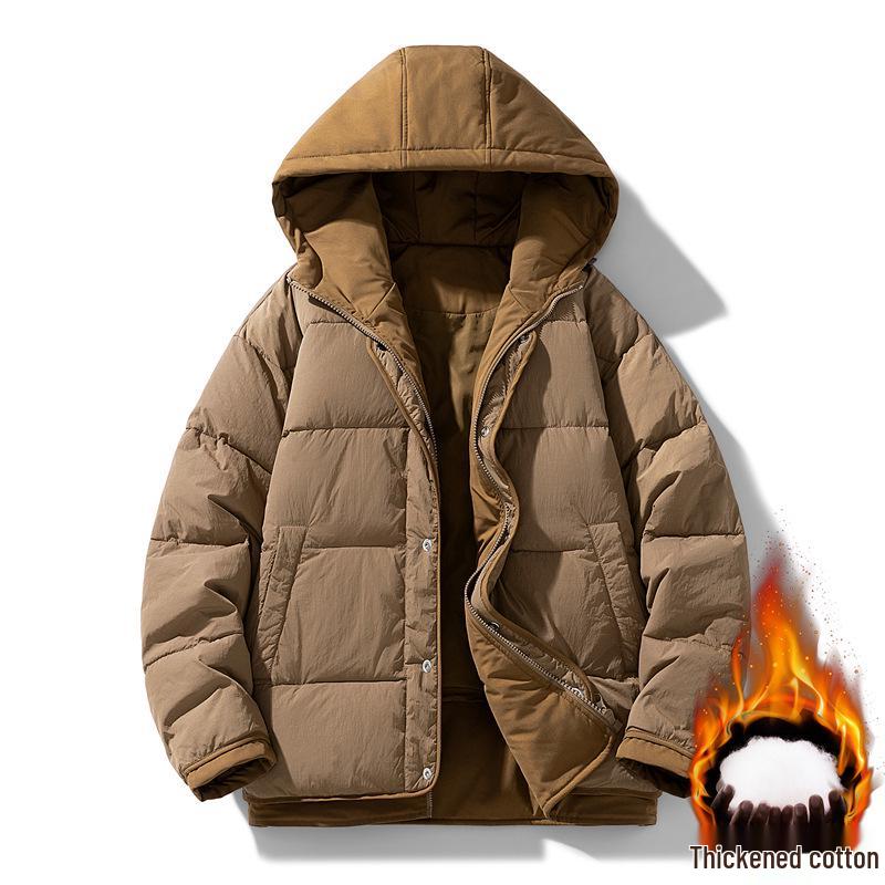 Men's High-Quality Winter Hooded Puffer Jacket - Thickened Cotton for Warmth