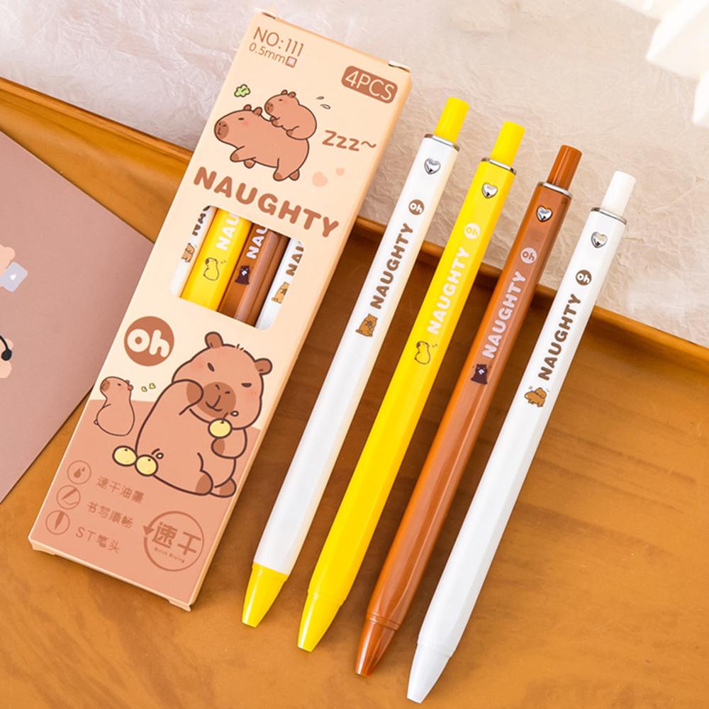 1 Box 4Piece Cute Kabipbala Animals Girls Boys Gel Pen Press Office Gift School Supplies Stationery Kawaii Funny Pens