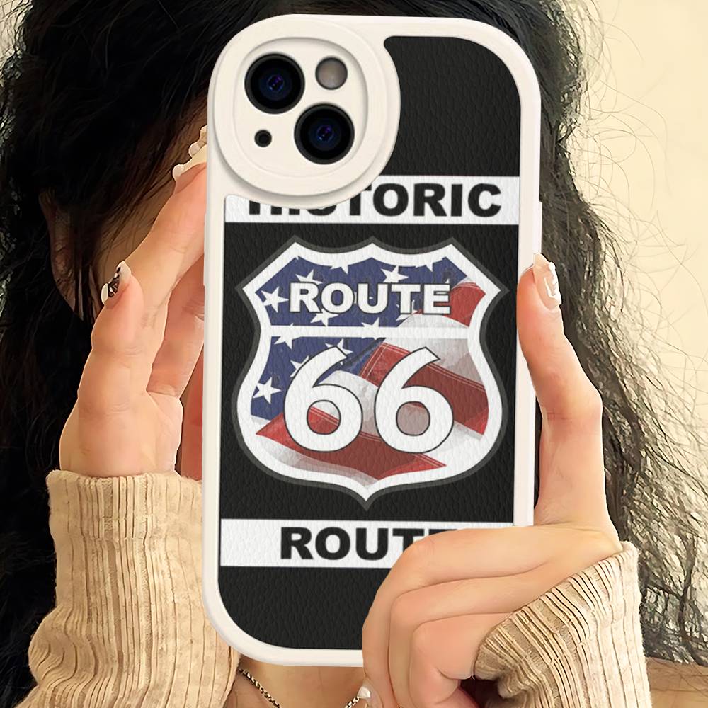 

Чехол для телефона America Route 66 для iPhone 16 15 14 11 12 13 Pro Max Plus Задняя крышка из кожи iphone 11